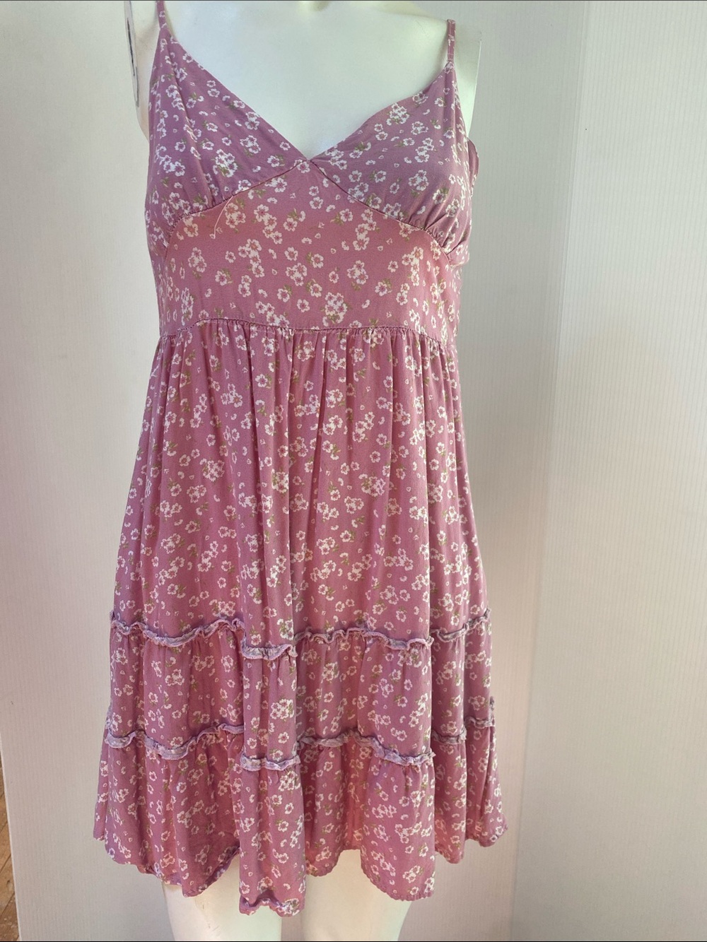 Rue21 Pink Floral Tiered Spaghetti-Strap Dress